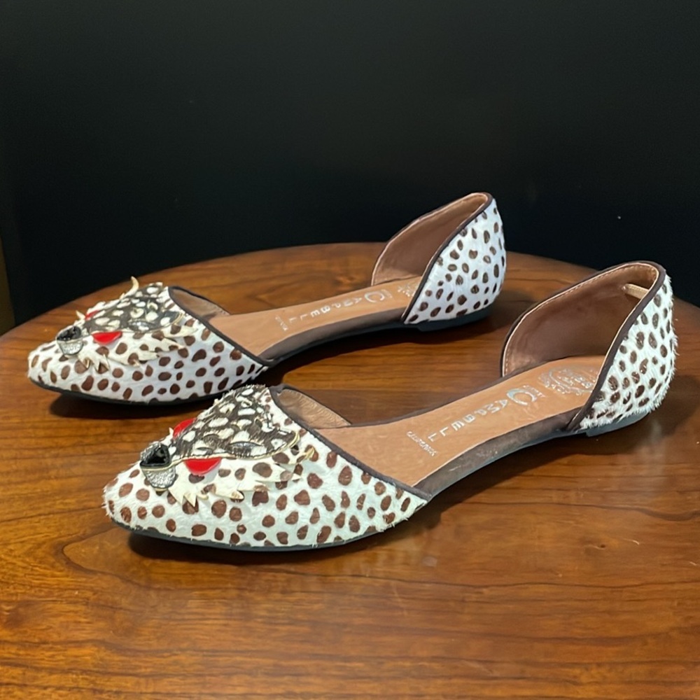 JEFFREY CAMPBELL Face-Jacob Leopard Pony Hair D’Orsay Ballet Flats EUC 7.5